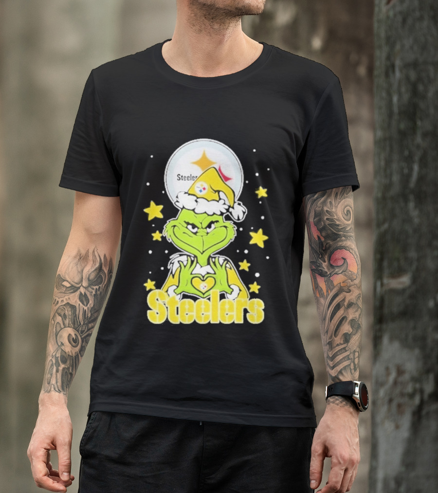 Pittsburgh Steelers Grinch Christmas Love Hands 2026 Football T-Shirt