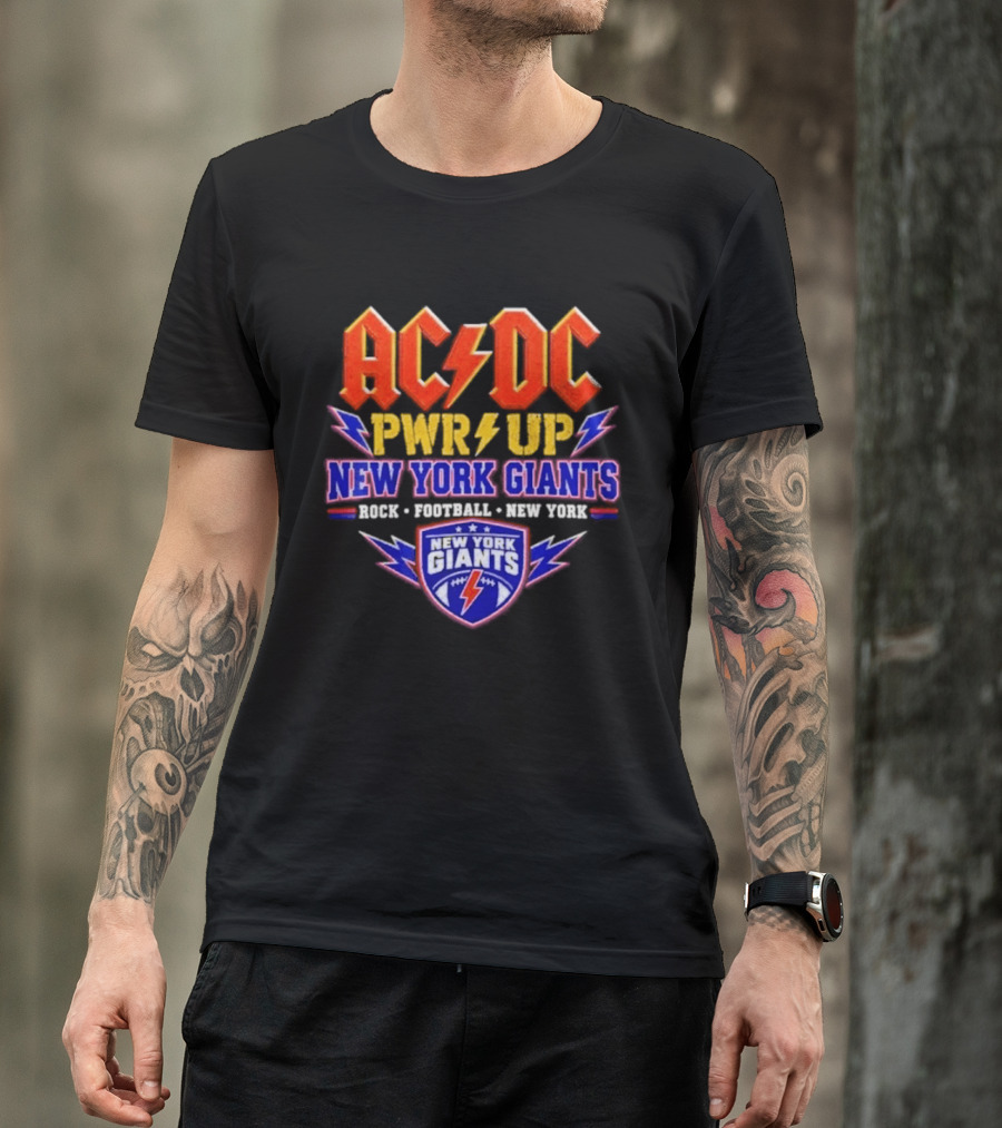ACDC PWR UP New York Giants Rock Football Tour T-Shirt