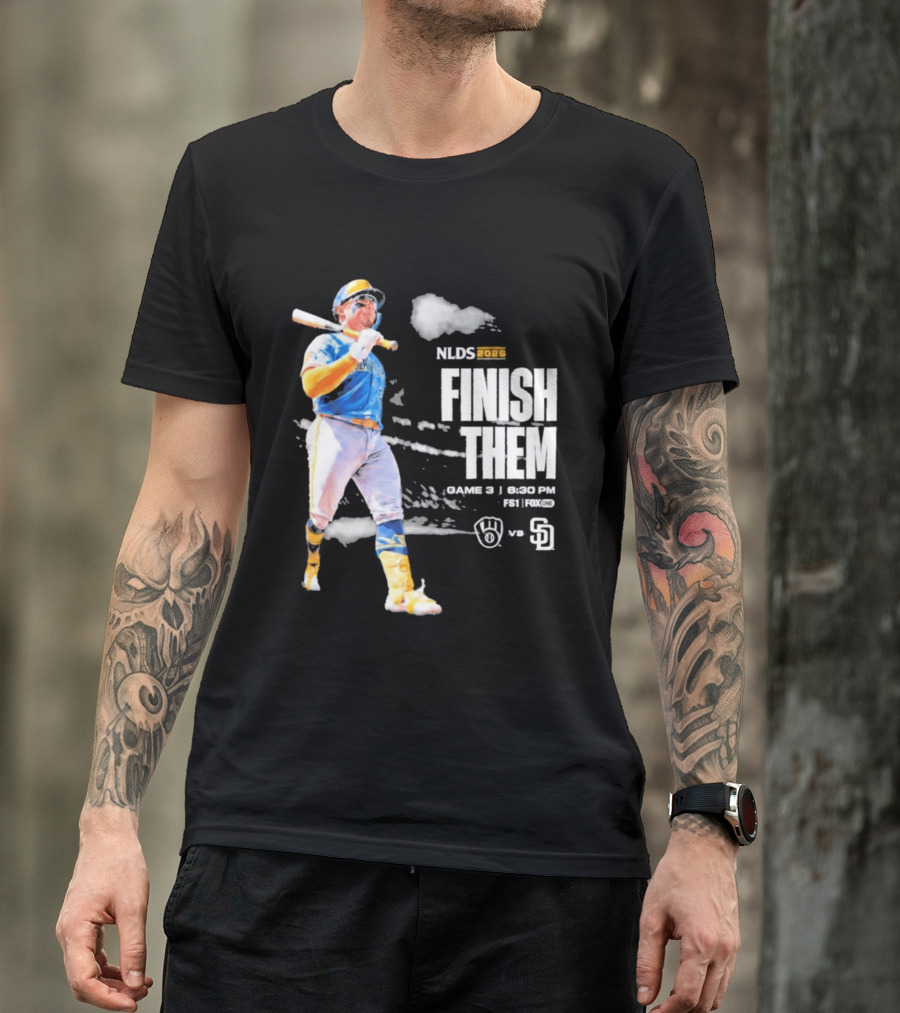NLDS 2026 Finish Them Game 5 Brewers Vs Padres Playoff Showdown T-Shirt