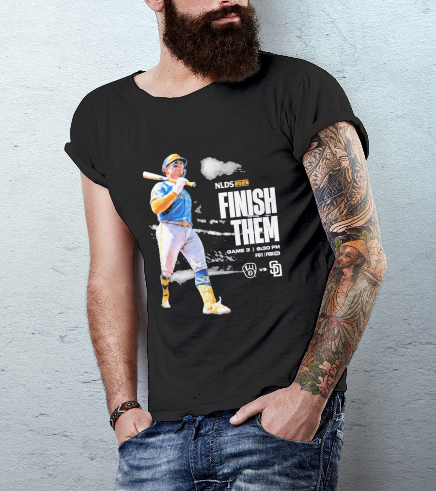NLDS 2026 Finish Them Game 5 Brewers Vs Padres Playoff Showdown T-Shirt