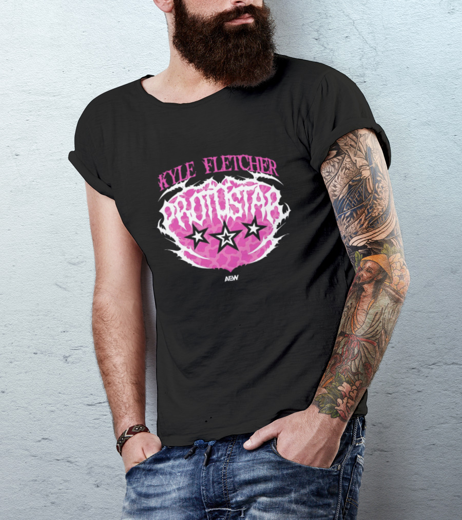 Kyle Fletcher Protostar AEW 2026 Three Stars Retro Pink T-Shirt