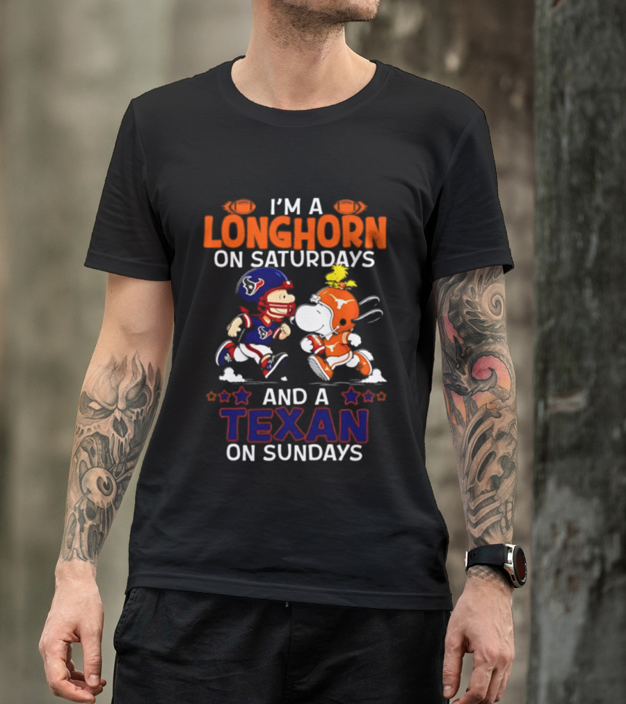 Peanuts I'm A Longhorn On Saturdays And A Texan On Sundays T-Shirt