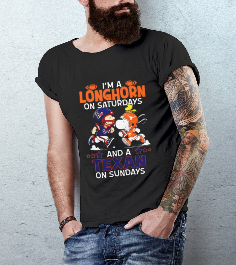 Peanuts I'm A Longhorn On Saturdays And A Texan On Sundays T-Shirt