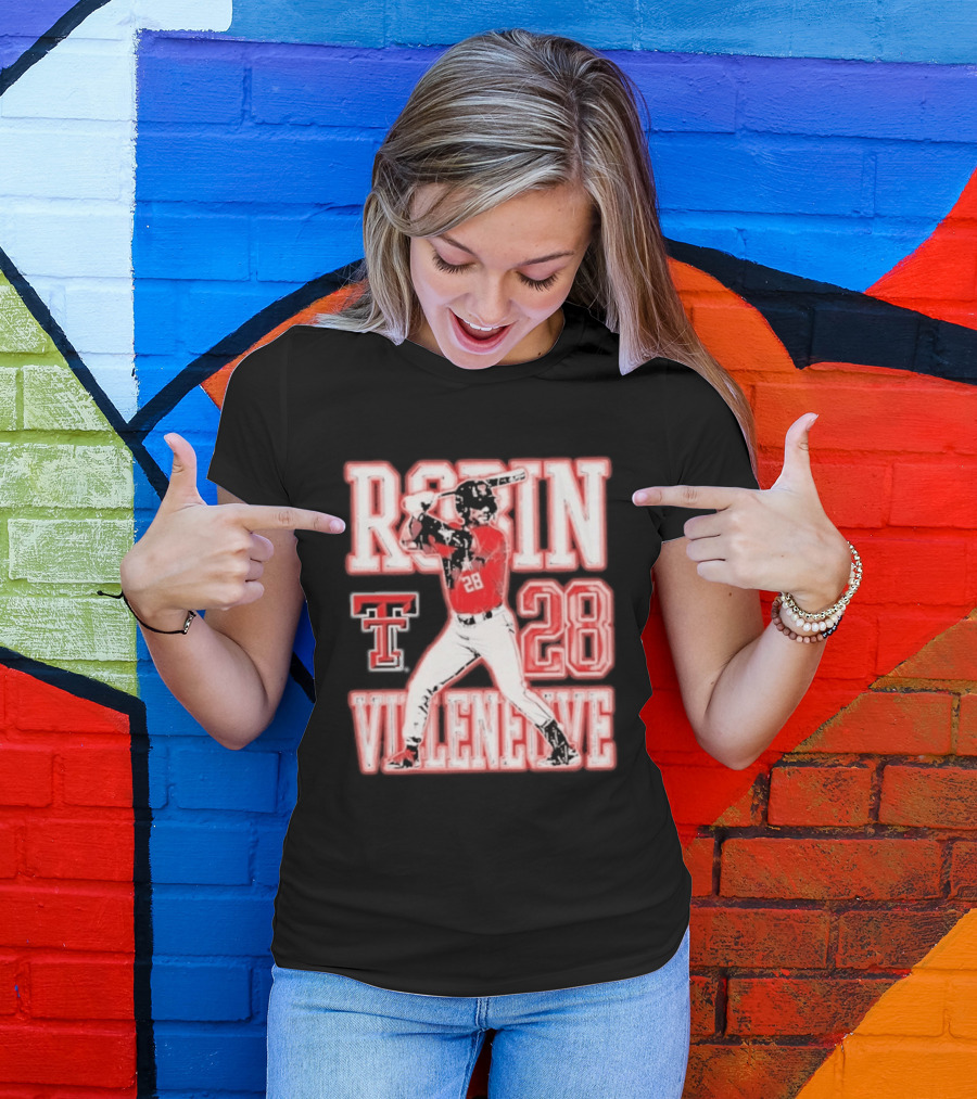 Robin Villeneuve Texas Tech Red Raiders 28 Baseball NCAA Swing T-Shirt