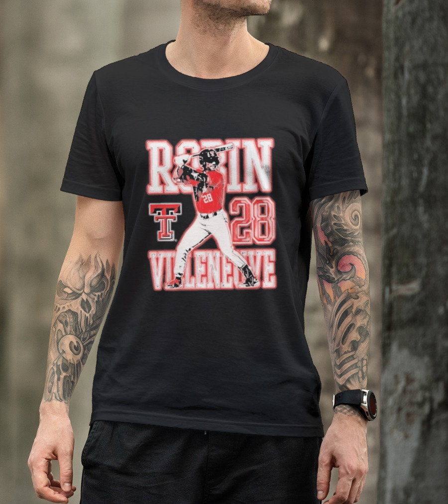Robin Villeneuve Texas Tech Red Raiders 28 Baseball NCAA Swing T-Shirt