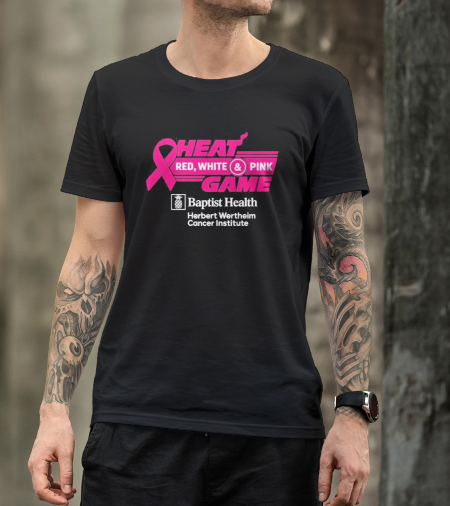 Breast Cancer Awareness Heat Game Red White Pink Baptist Health Herbert Wertheim T-Shirt