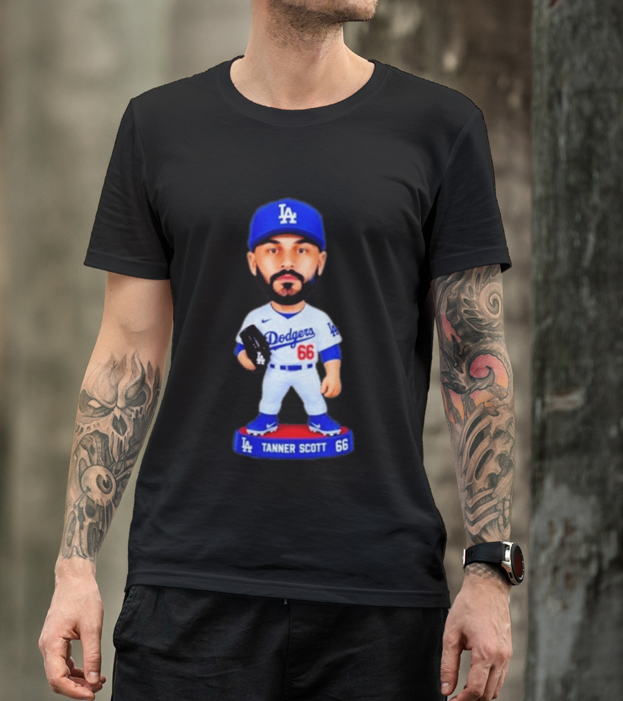 Tanner Scott Los Angeles Dodgers Number 66 Bobblehead Collectible T-Shirt