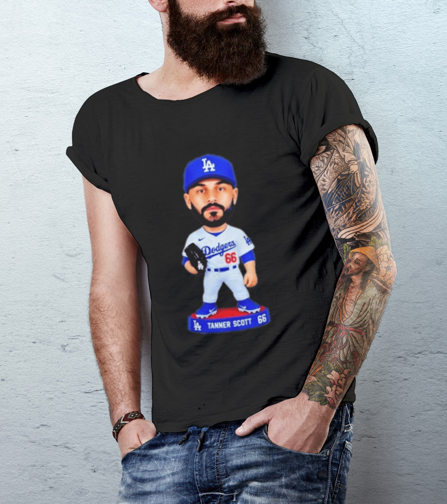 Tanner Scott Los Angeles Dodgers Number 66 Bobblehead Collectible T-Shirt