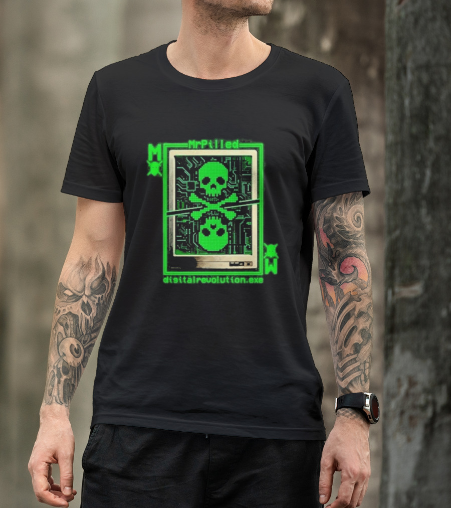 MrPilled DigitalRevolution.exe Hacker Cyber Circuitry Skull T-Shirt
