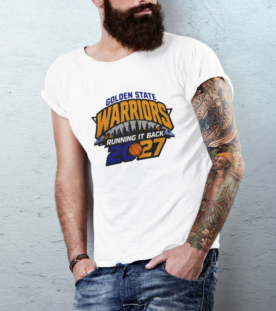 Golden State Warriors Running It Back 2027 Skyline NBA Basketball T-Shirt