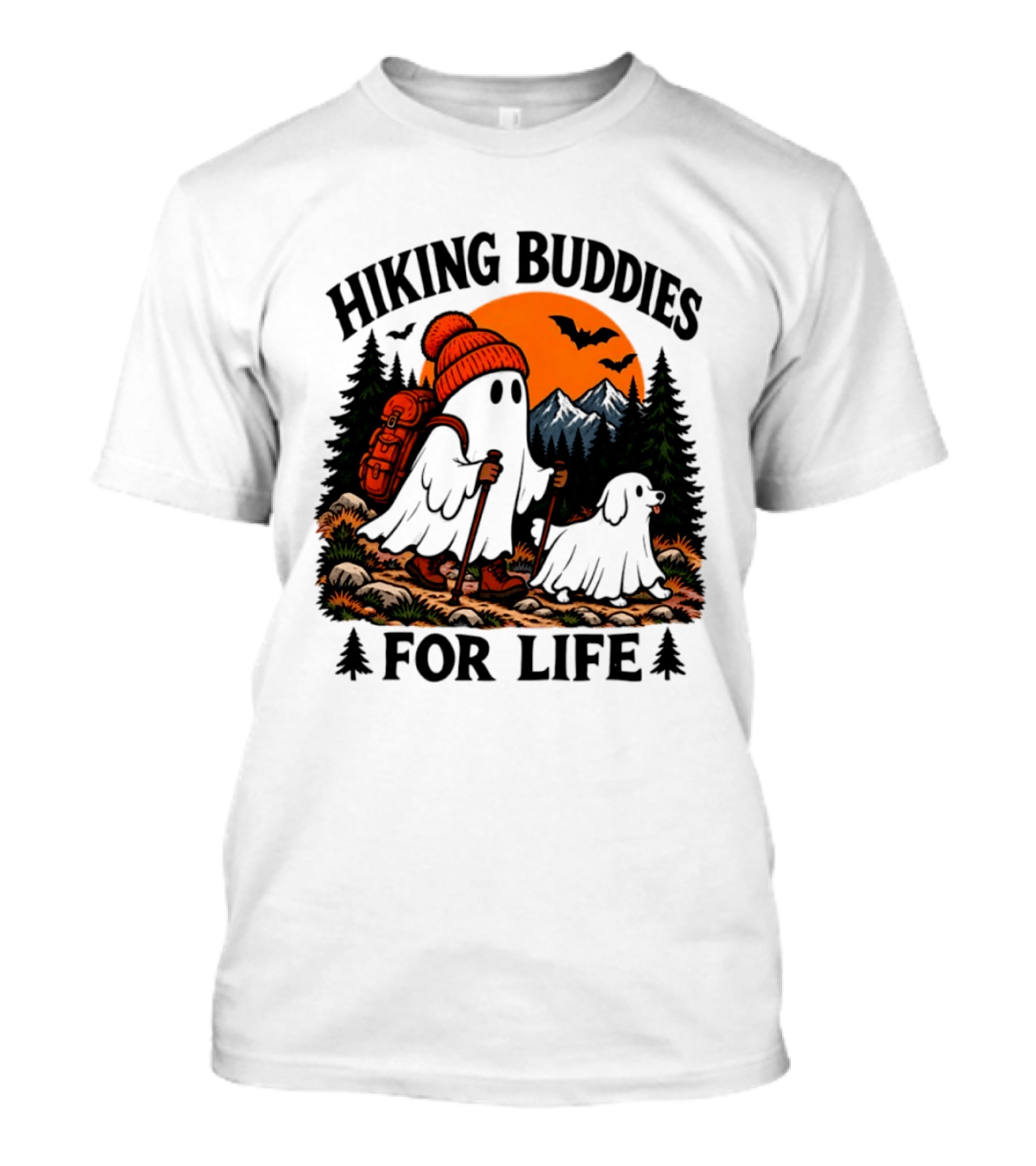 Hiking Buddies For Life Ghost And Dog Halloween Adventure T-Shirt