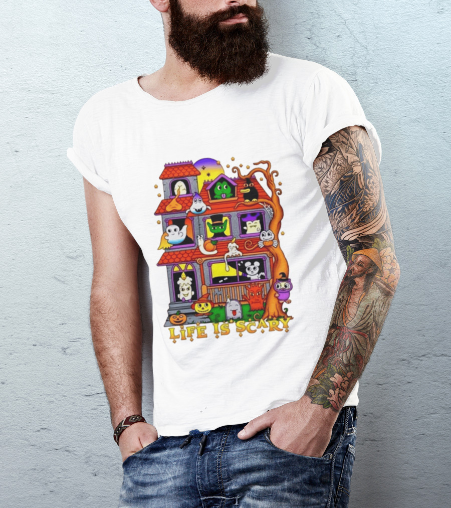 Life Is Scary Spooky Haunted House Halloween T-Shirt