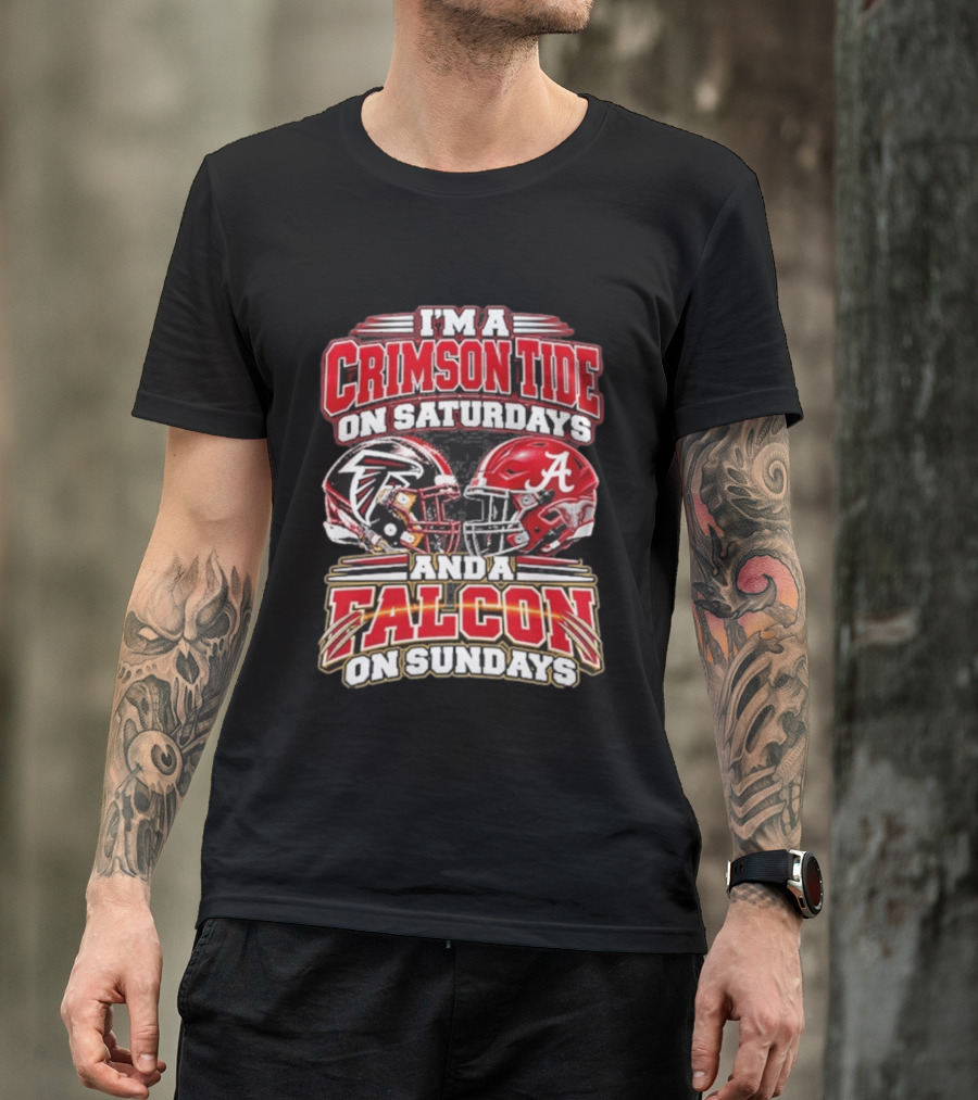 I'm A Crimson Tide On Saturdays And A Falcon On Sundays Helmet T-Shirt