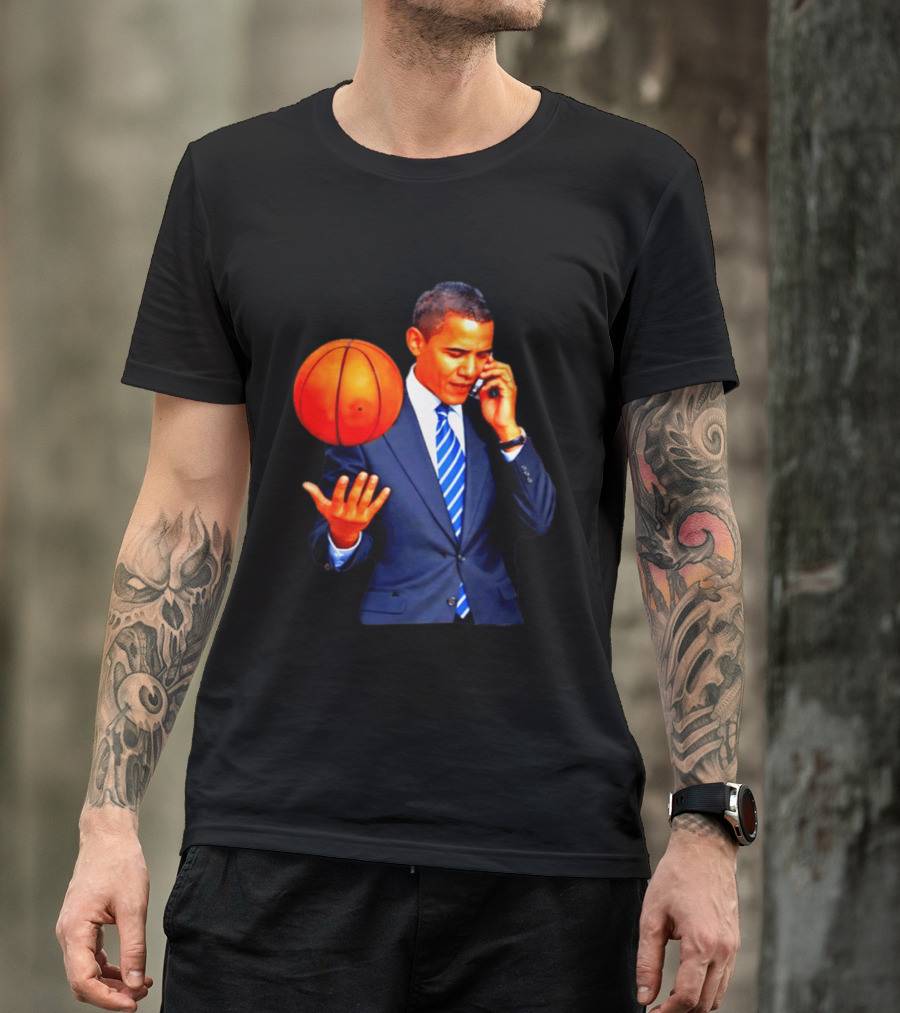 Barack Obama Basketball Phone Call In Suit And Tie T-Shirt
