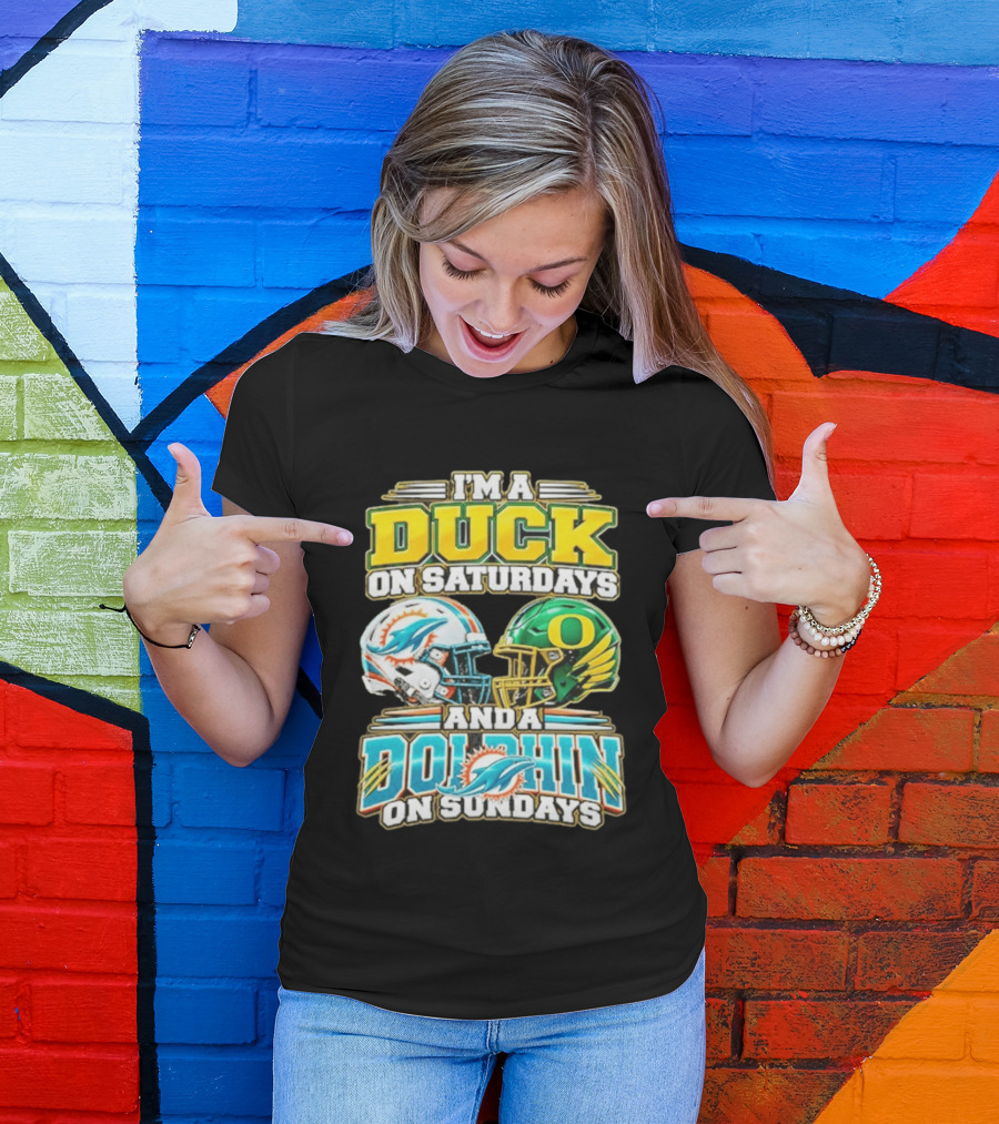 I'm A Duck On Saturdays And A Dolphin On Sundays Football Helmets T-Shirt