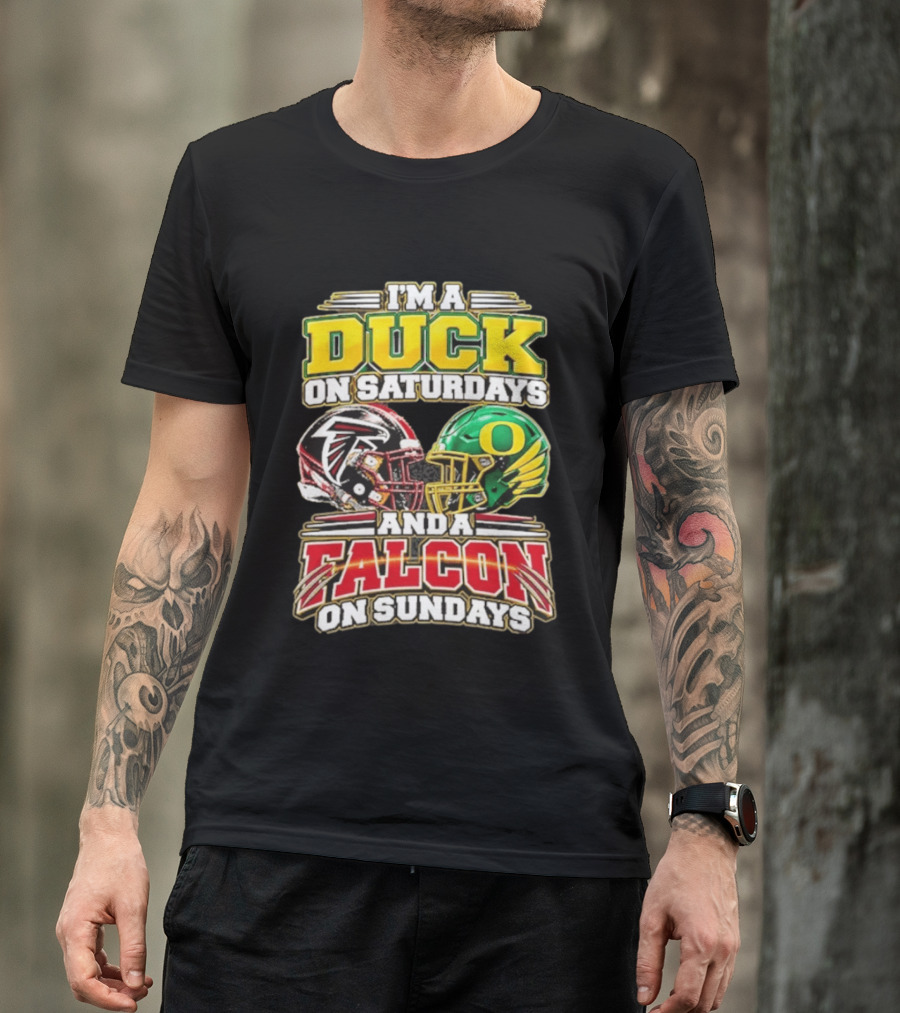 I'm A Duck On Saturdays And A Falcon On Sundays Football Helmets T-Shirt