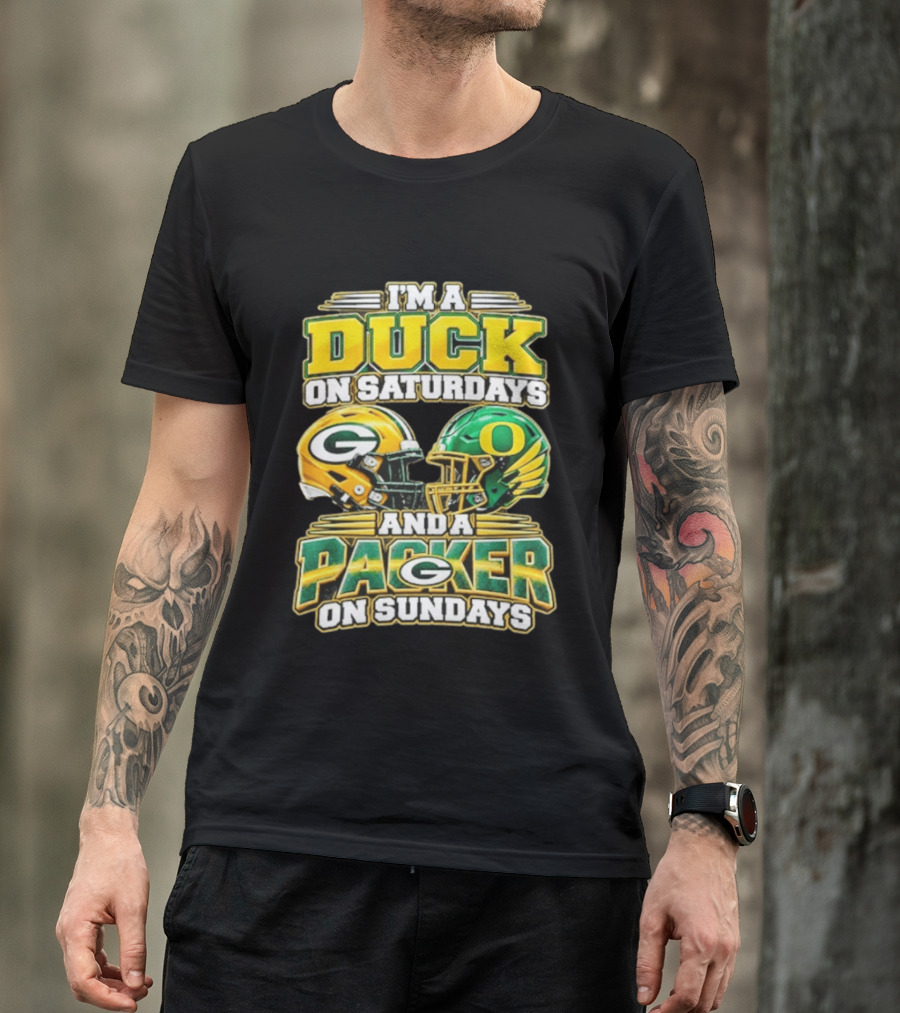 I'm A Duck On Saturdays And A Packer On Sundays Football Helmets T-Shirt