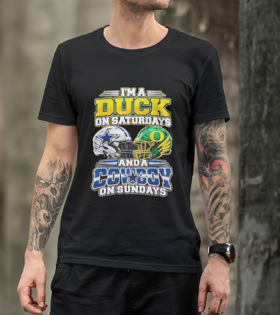 I'm A Duck On Saturdays And A Cowboy On Sundays Football Helmets T-Shirt