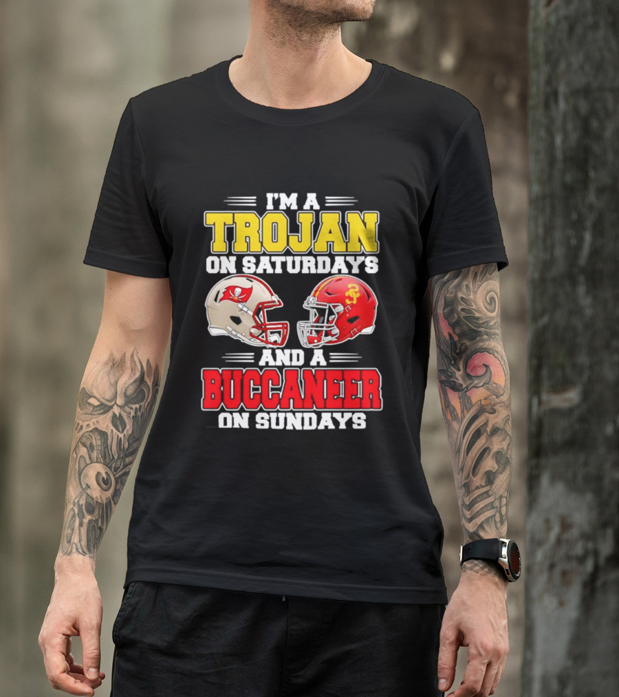 I'm A Trojan On Saturdays And A Buccaneer On Sundays Football Helmet T-Shirt