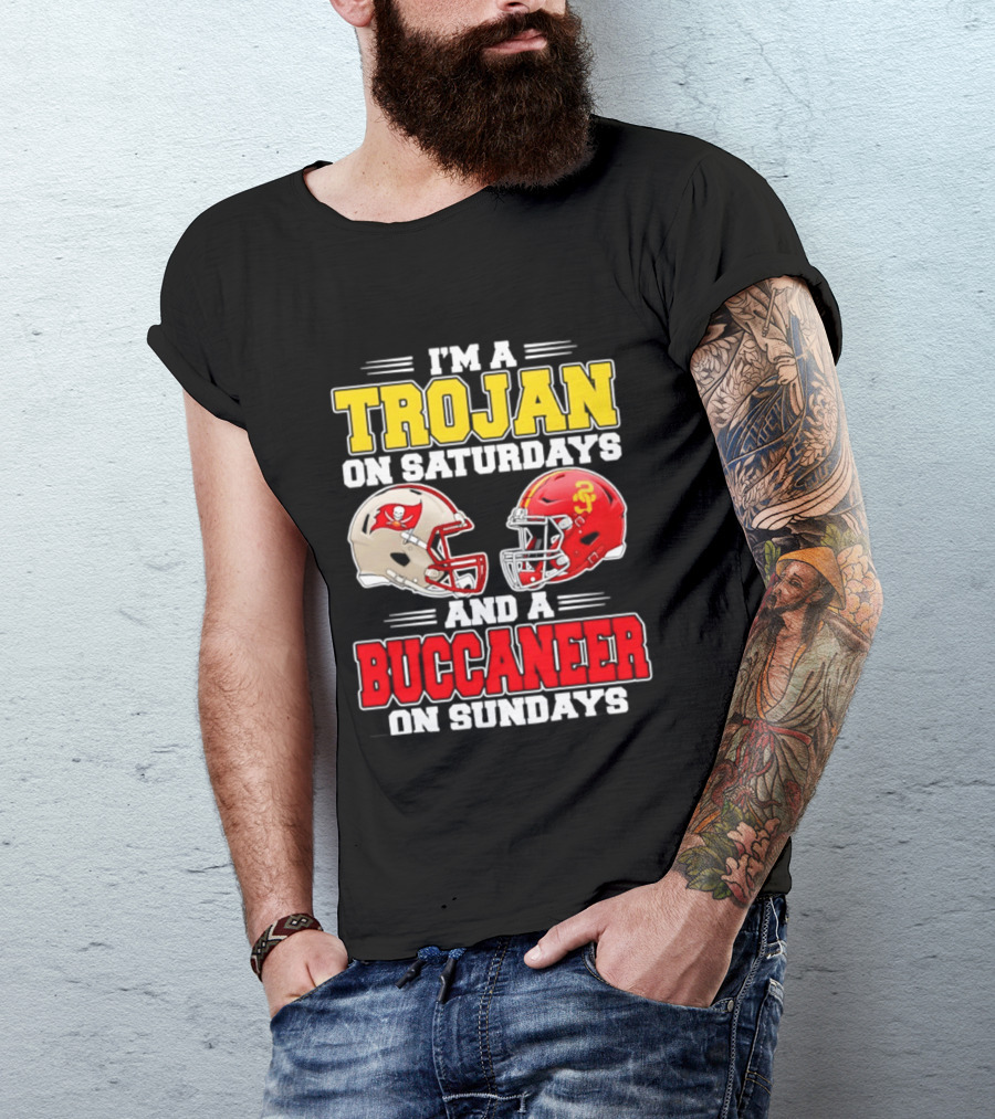 I'm A Trojan On Saturdays And A Buccaneer On Sundays Football Helmet T-Shirt