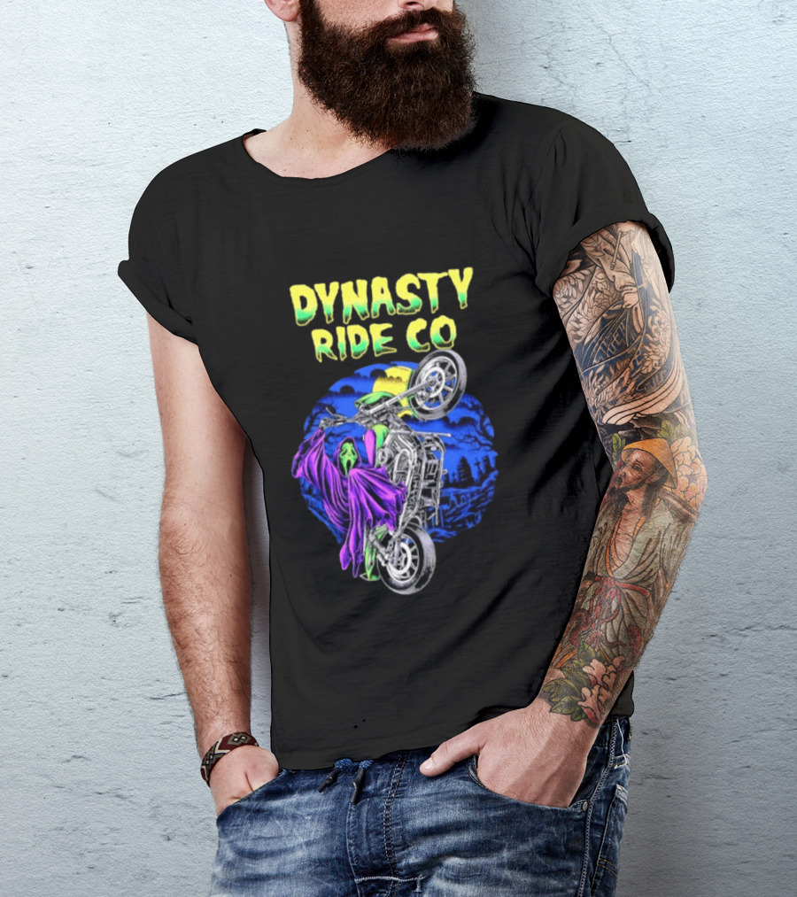 Dynasty Ride Co Ghostface 2026 Halloween Motorcycle Adventure T-Shirt