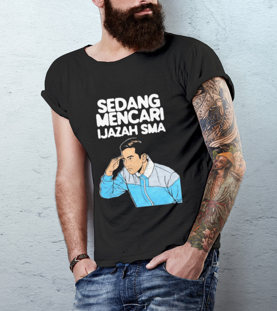 Sedang Mencari Ijazah SMA Man In Blue Jacket Visual T-Shirt