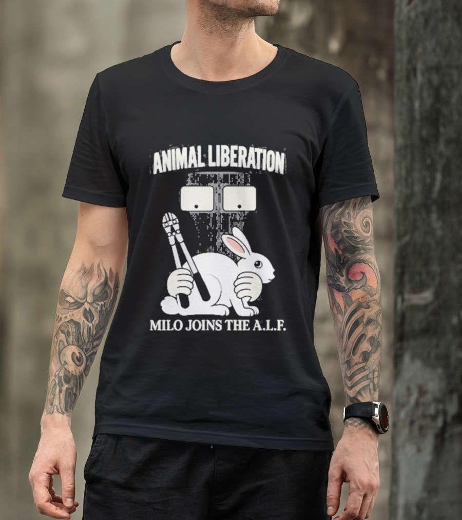 Animal Liberation Milo Joins The ALF Bunny With Pliers And Wrench T-Shirt