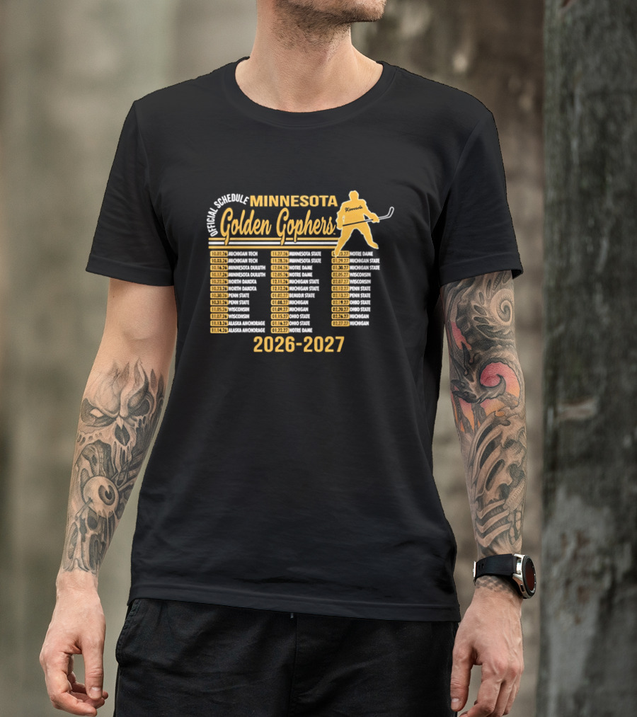 Minnesota Golden Gophers Ice Hockey Schedule 2026 2027 Player Highlights T-Shirt