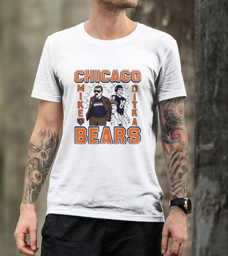 Mike Ditka Chicago Bears Vintage Homage Ash Grey T-Shirt