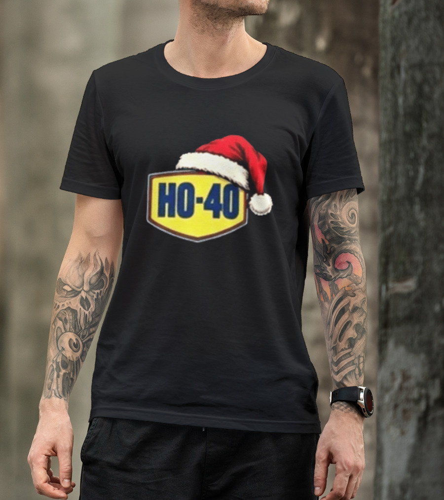 HO 40 Santa Hat Christmas Humor For Mechanic Enthusiasts T-Shirt