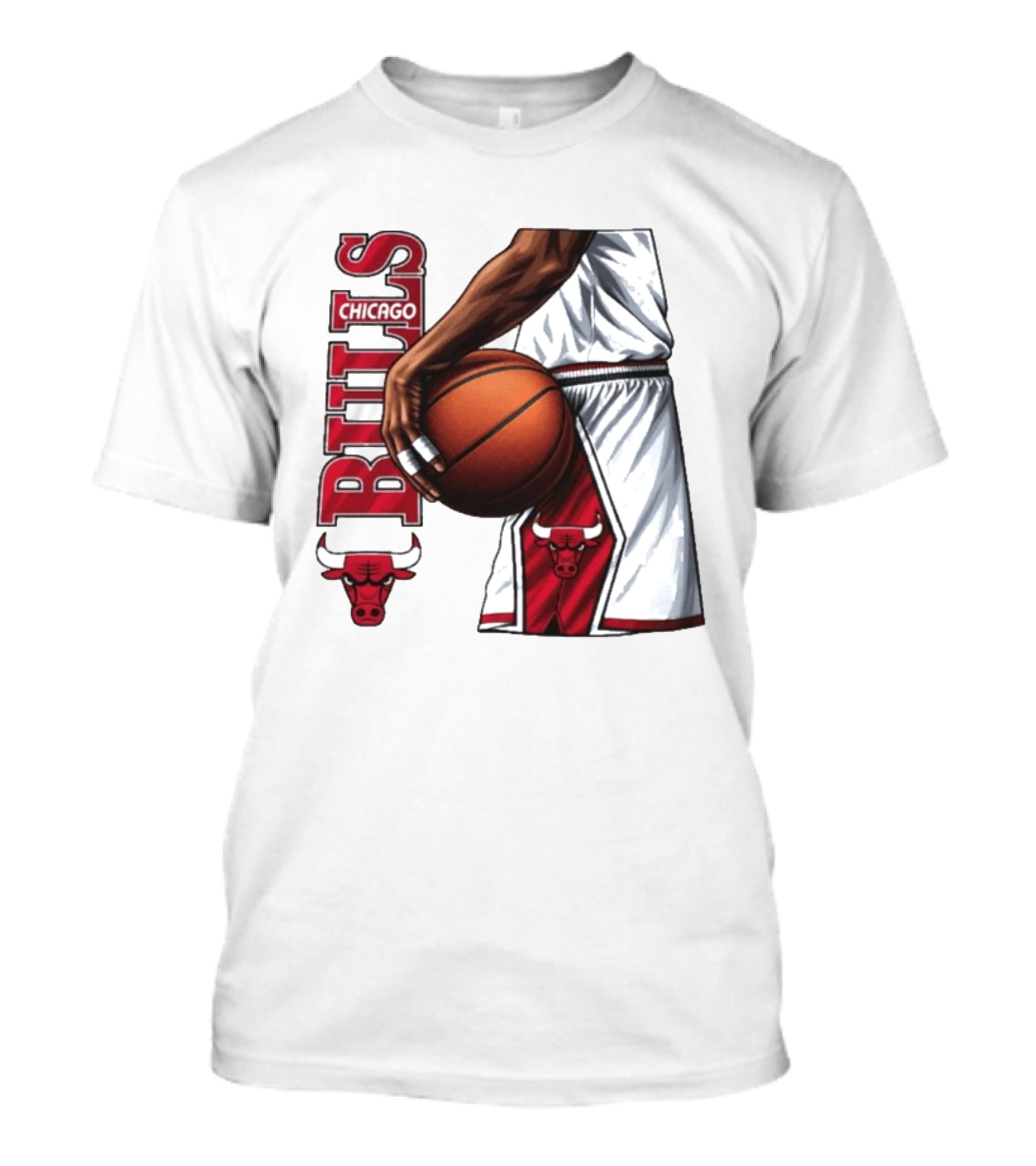 Chicago Bulls Basketball Team Player Holding Ball Iconic Sports Uniform T-Shirt
