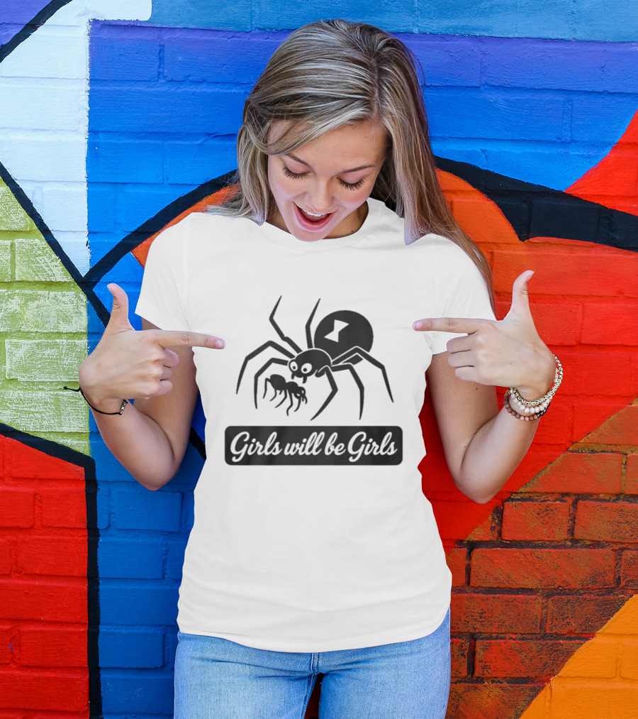 Girls Will Be Girls Black Widow Spider T-Shirt