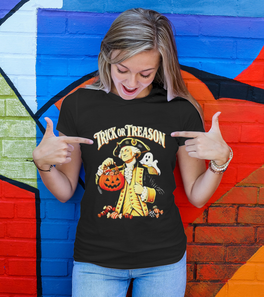 George Washington Trick Or Treason Halloween 2026 Pumpkin Ghost Candy T-Shirt