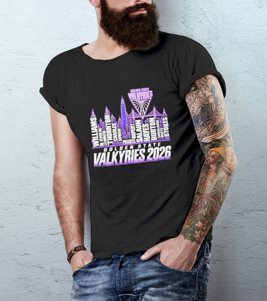 Golden State Valkyries 2026 WNBA City Name Player Skyline Light T-Shirt