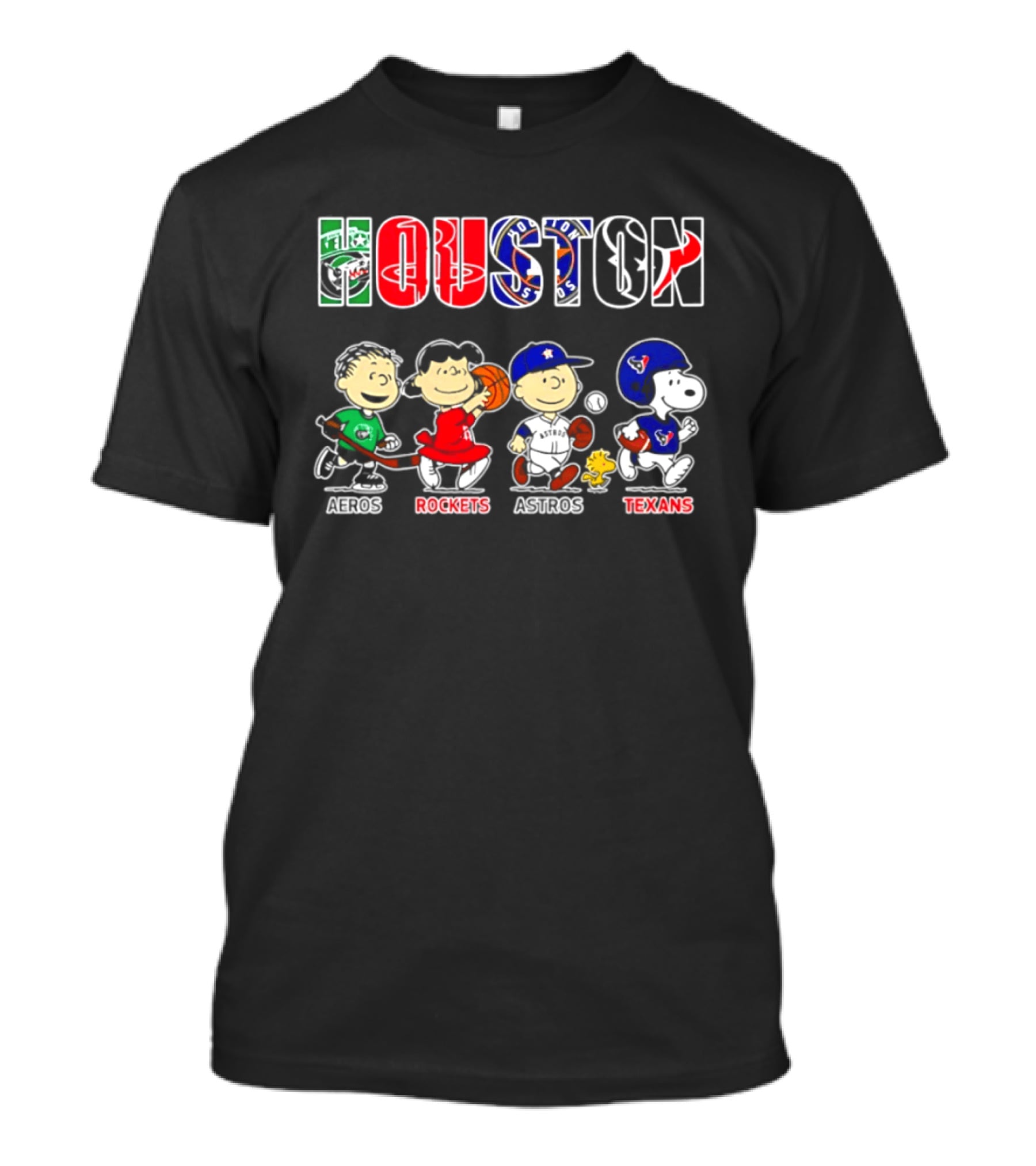 Peanuts Houston Sports Crossover Aeros Rockets Astros Texans Collaboration T-Shirt