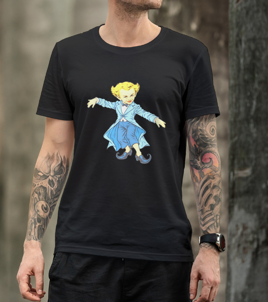 Rumpelstiltskin Tip Toe Cartoon Character In Blue Suit And Black Shoes T-Shirt