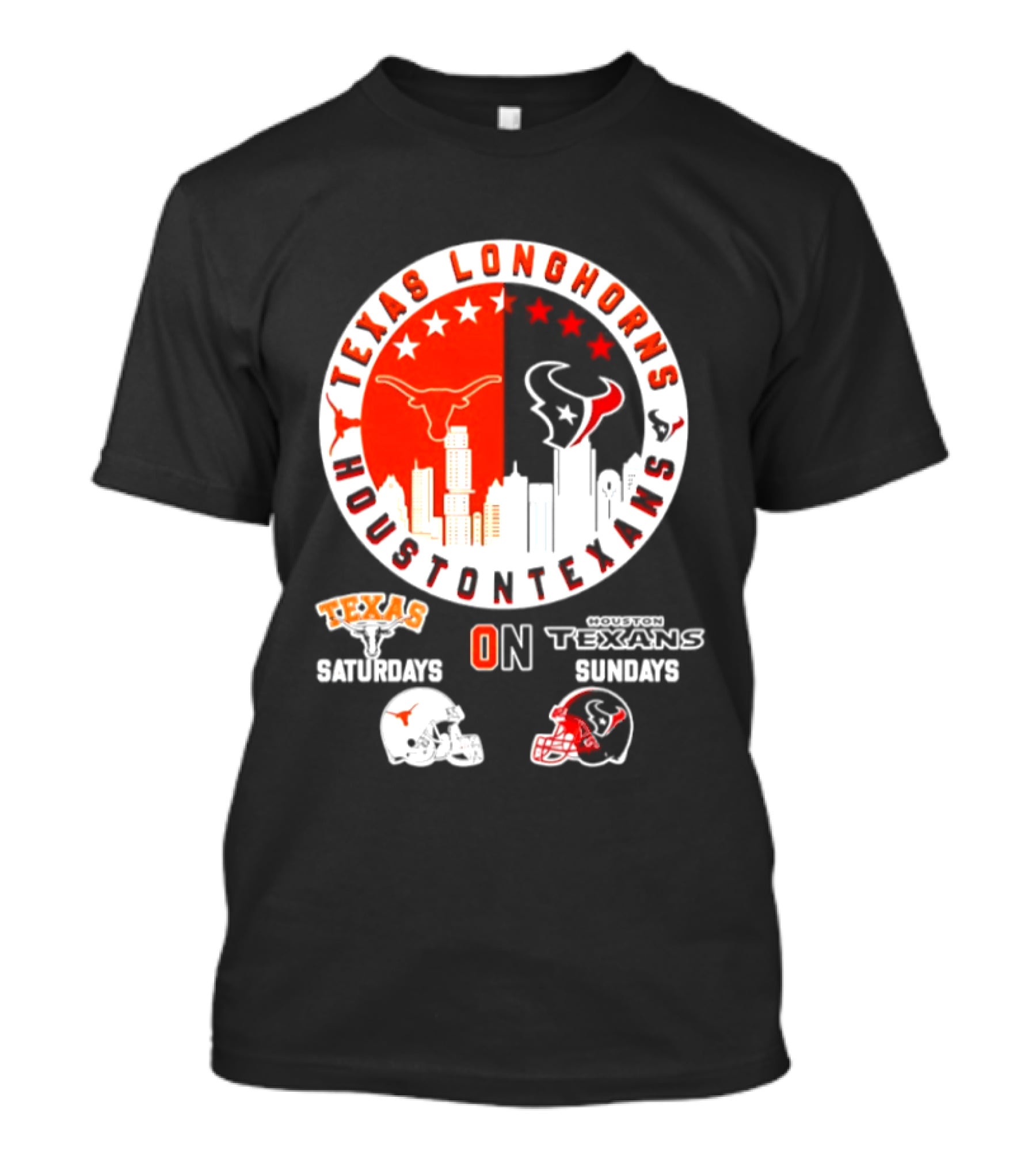 Texas Longhorns Houston Texans Saturdays Sundays Football Helmet T-Shirt