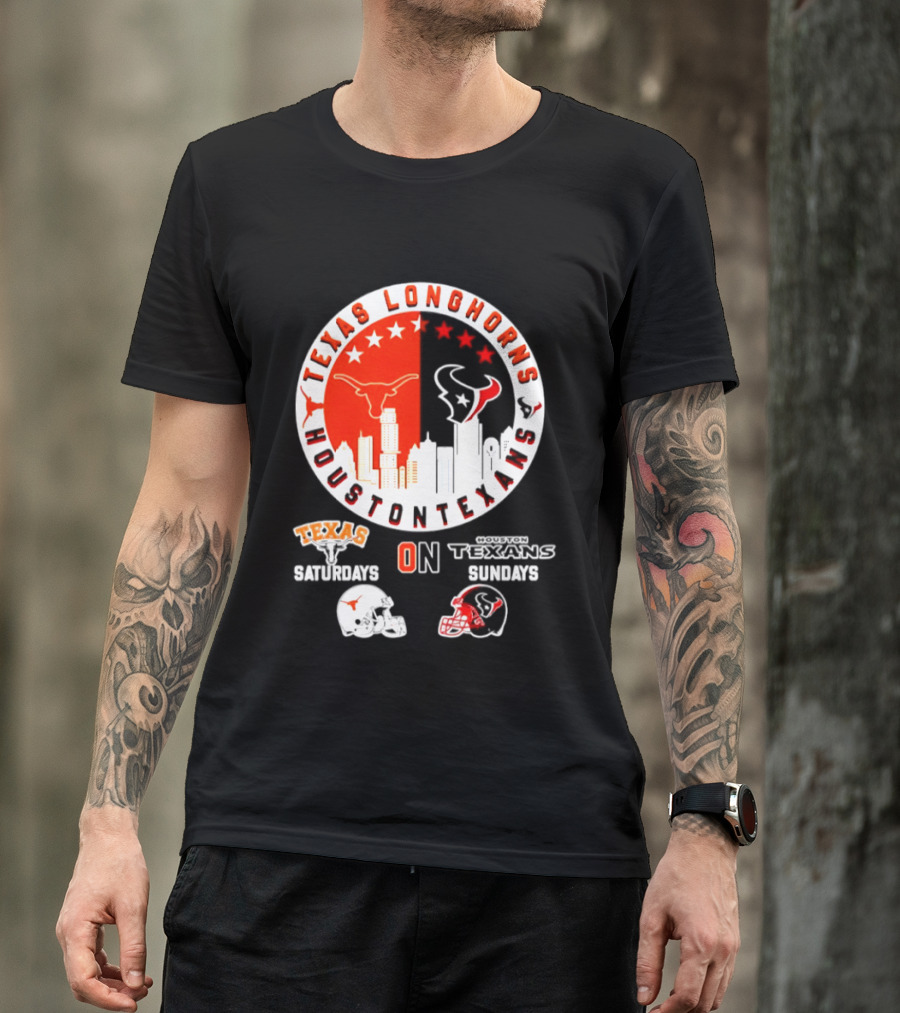 Texas Longhorns Houston Texans Saturdays Sundays Football Helmet T-Shirt