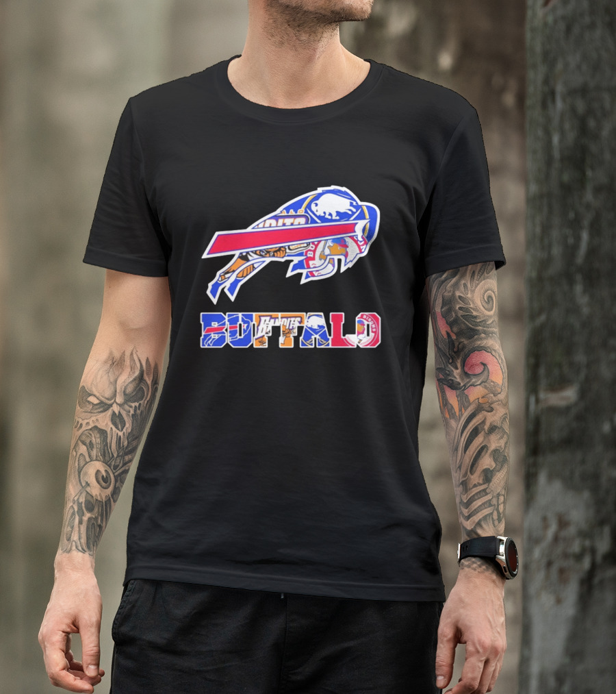 Buffalo Sabres Bandits Bisons Sports Team Logo Collage T-Shirt