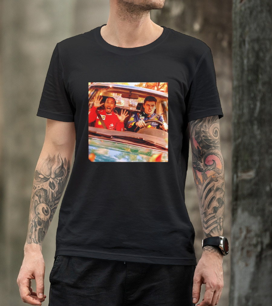 Max Verstappen Racing Scared Lewis Hamilton Passenger Scene T-Shirt