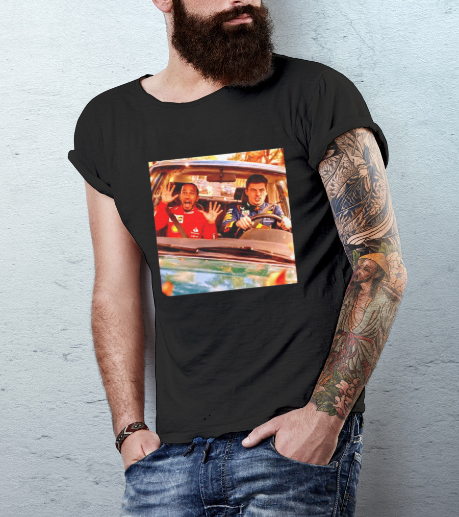Max Verstappen Racing Scared Lewis Hamilton Passenger Scene T-Shirt
