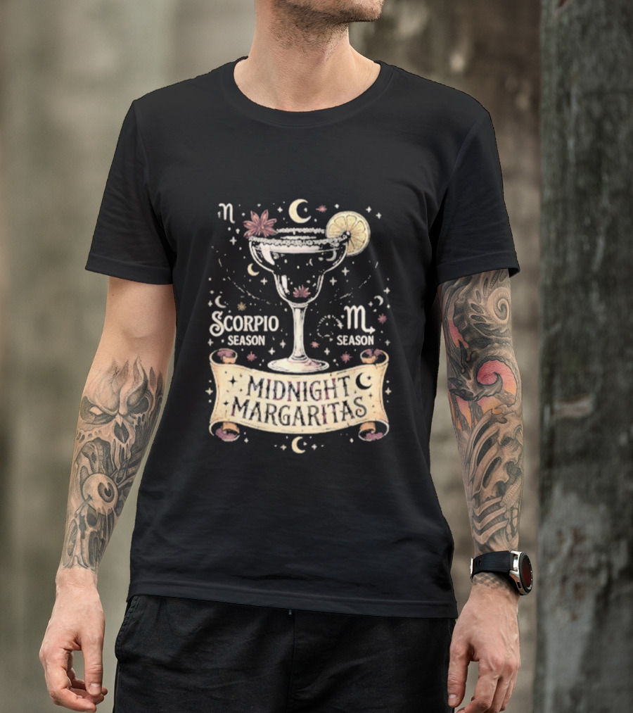 Midnight Margaritas Scorpio Season Zodiac Cocktail Aesthetic T-Shirt