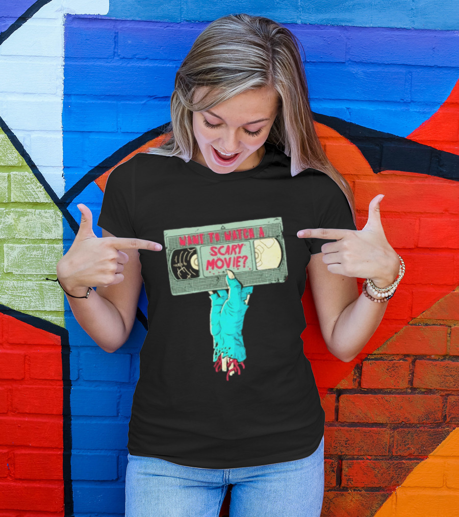 Want To A Scary Movie VHS Horror Hand T-Shirt