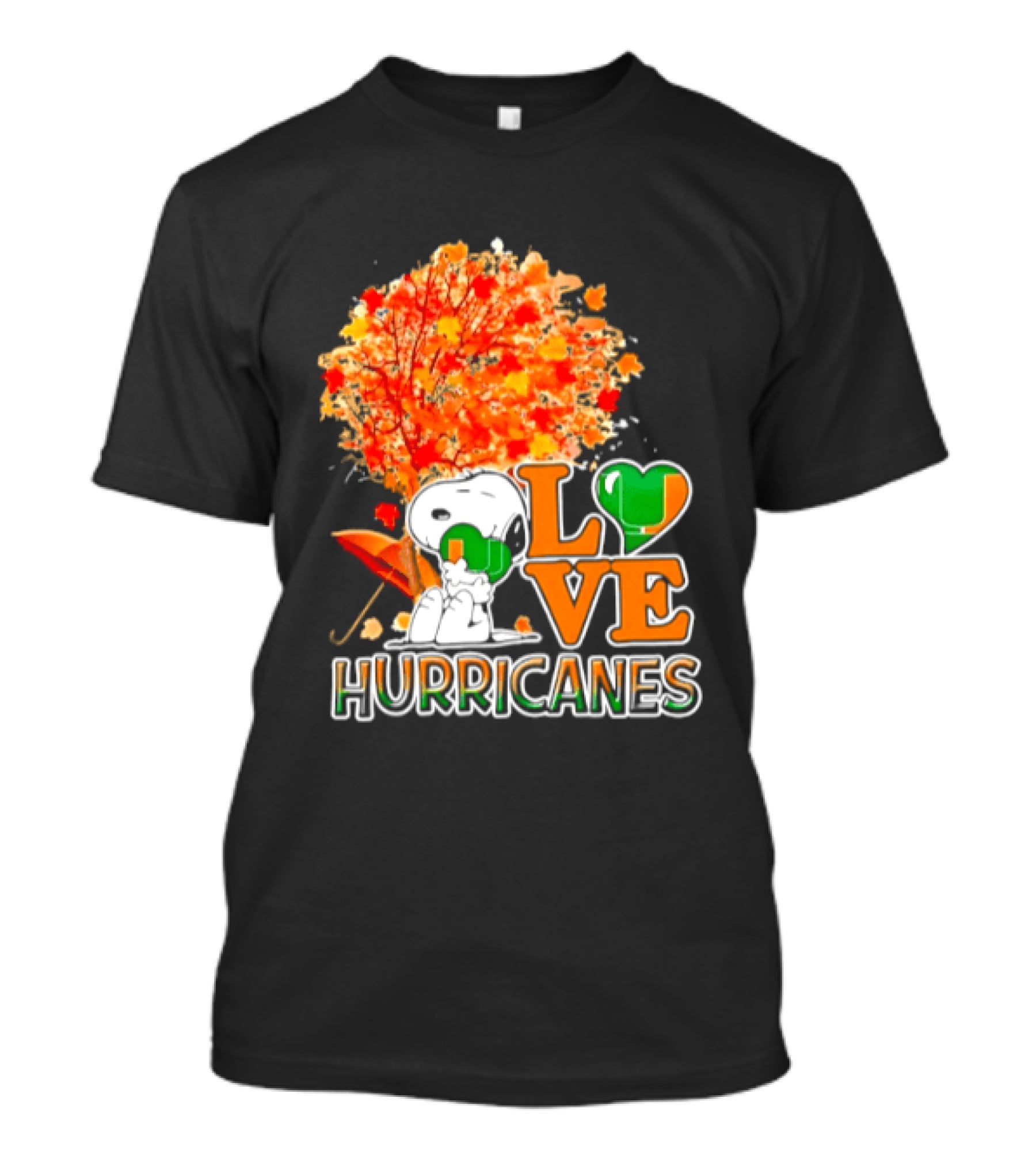 Snoopy X Miami Hurricanes NCAA Football Love Thanksgiving 2026 Autumn Tree T-Shirt