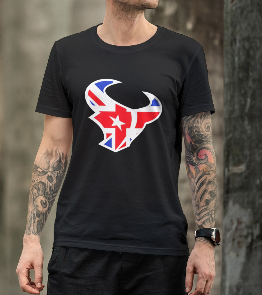 Texans British Flag Bullhead Symbol UK Team Profile T-Shirt
