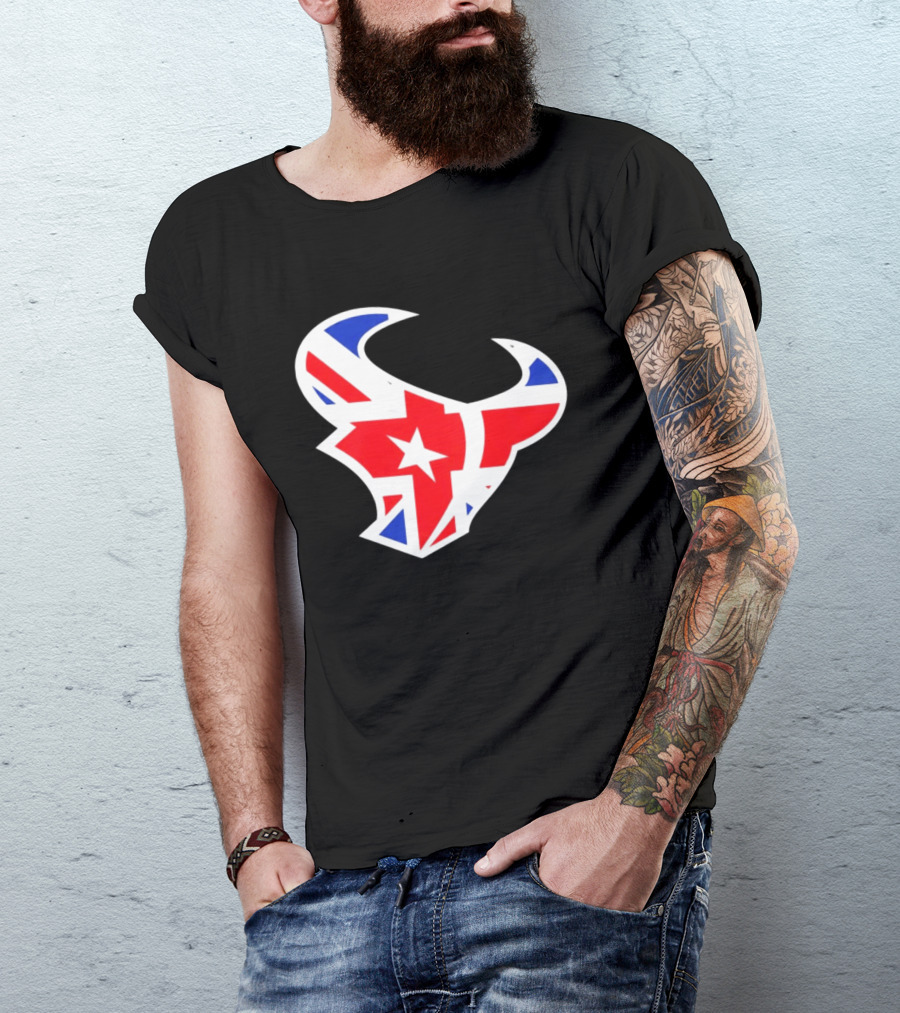 Texans British Flag Bullhead Symbol UK Team Profile T-Shirt