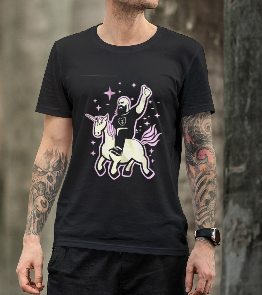 Mythic Unicorn Wrangler Bearded Man Riding Magic T-Shirt