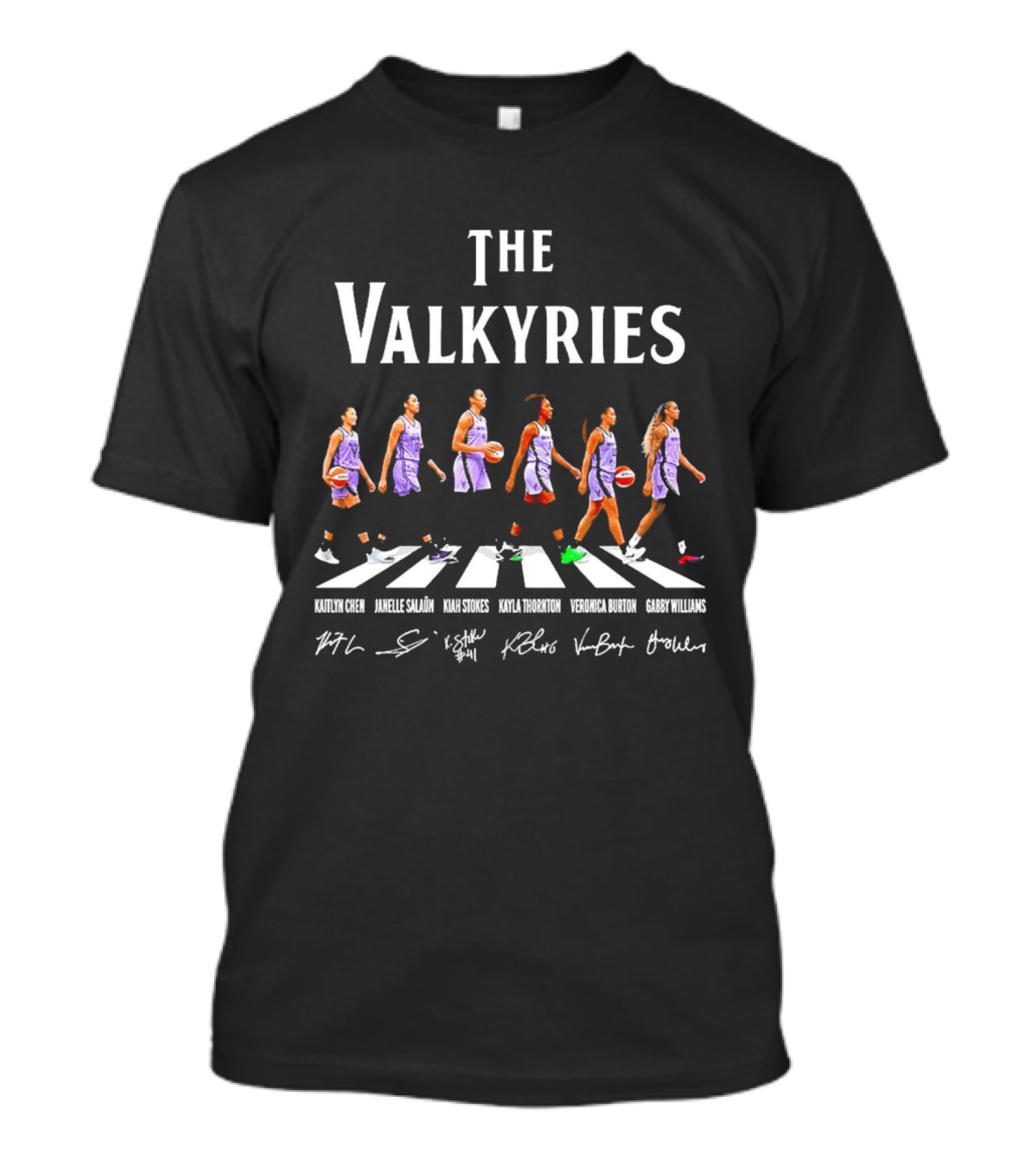 The Valkyries WNBA Players Abbey Road Inspired Basketball Tribute And Signatures T-Shirt