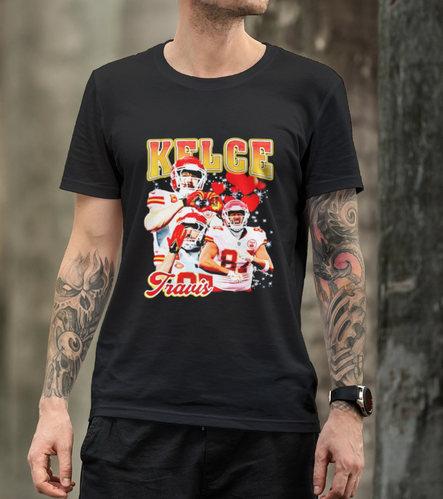 Travis Kelce Kansas City Chiefs Hand Heart Kelce 87 T-Shirt