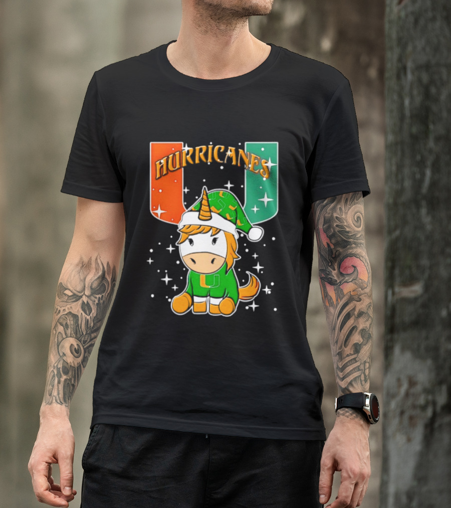 Unicorn Miami Hurricanes NCAA Christmas 2026 T-Shirt